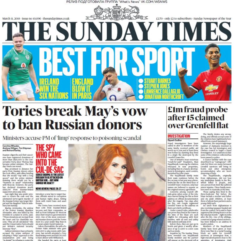 The Sunday Times – 11.03.2018