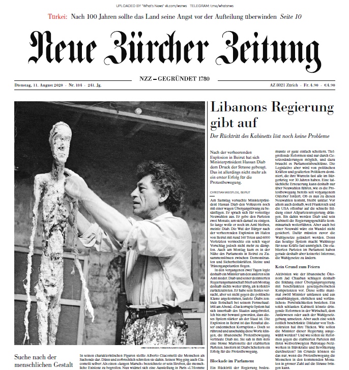 Neue Zürcher Zeitung – 11.08.2020