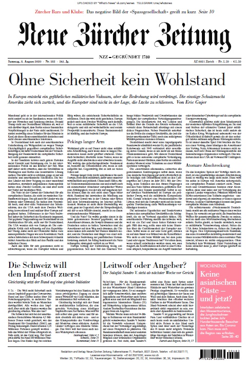 Neue Zürcher Zeitung – 08.08.2020