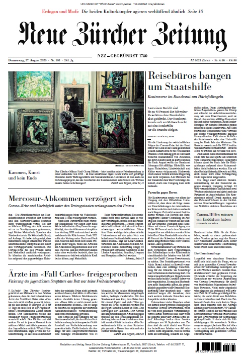 Neue Zürcher Zeitung – 27.08.2020