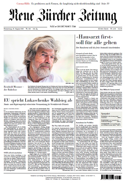 Neue Zürcher Zeitung – 20.08.2020